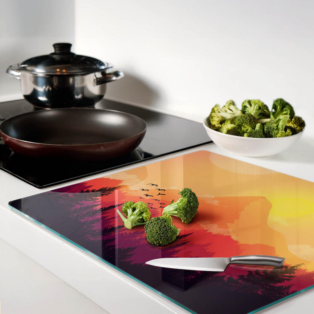 Thumbnail - Tulup Glasplatte, Orange, Glas, 60x0.4x52 cm, Küchen, Küchenelektrogeräte, Herde, Herdabdeckplatten