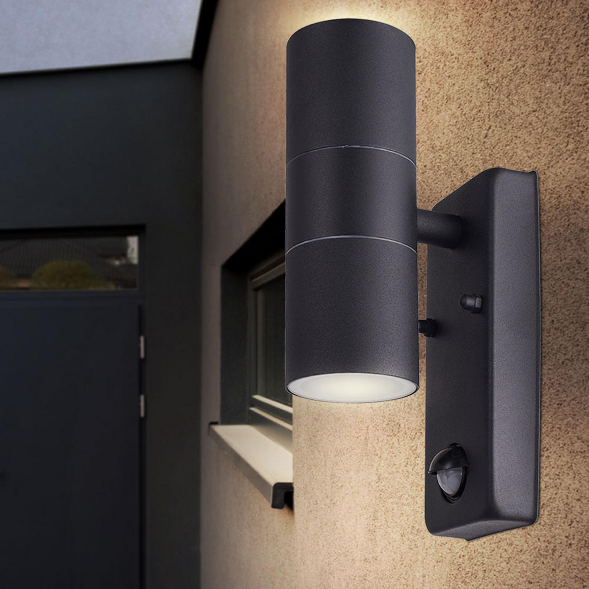 WANDLEUCHTE Alu-Druckguss Schwarz 2er Set - Schwarz, Glas (7.5/22/11.5cm)