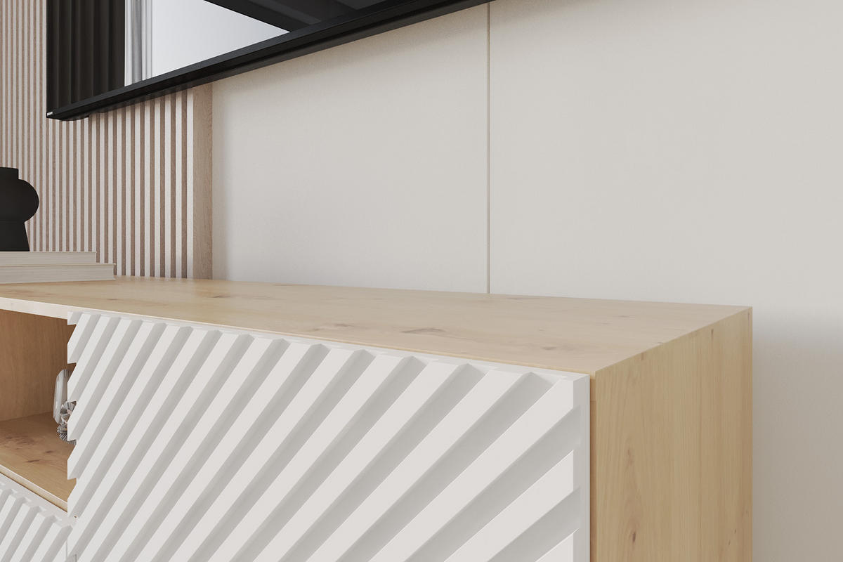 LOWBOARD ZENO-S 140x50x41 cm - Artisan / Weiß - Schwarz/Weiß, Holzwerkstoff (140/50/41cm) - ALTDECOR