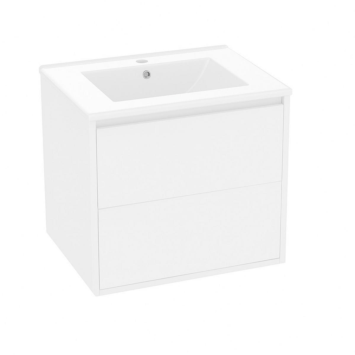 WASCHTISCHKOMBI Weiß hängend mit LED-Radarsensor & Keramikbecken - Weiß, Keramik/Holzwerkstoff (60/50/46cm) - Urban Meuble