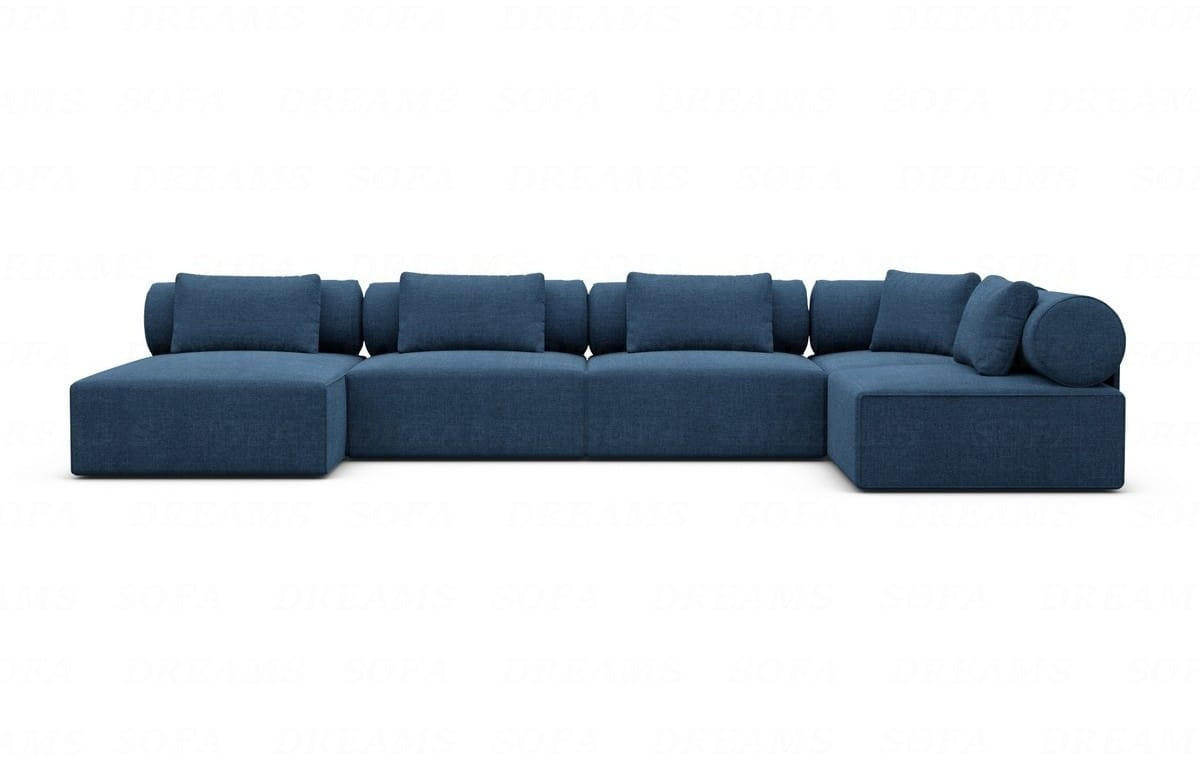 WOHNLANDSCHAFT Cipriani Blau Strukturstoff - Blau, Kunststoff (400/77/200cm)