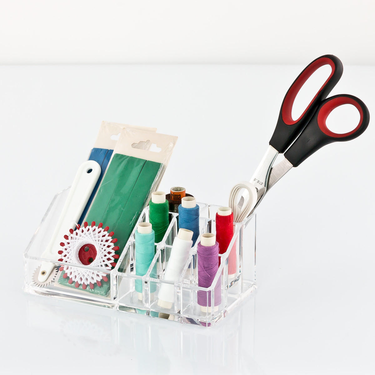 KOSMETIKORGANIZER, 9 Fächer, großes Einzelfach - Transparent, Kunststoff (9.5/17.5/6.5cm) - bremermann