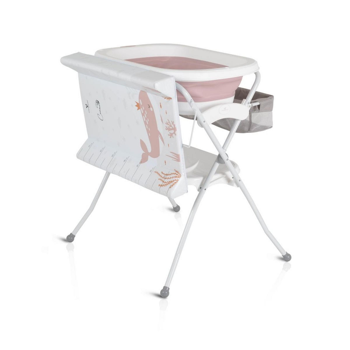 BABYWANNE Wickeltisch Como 2 in 1 rosa faltbar, Wickelauflage, Zubehörfach - Rosa, Kunststoff (85/72cm) - Cangaroo