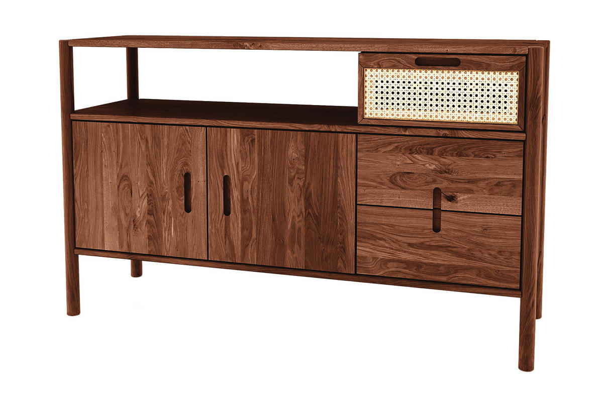 KOMMODE INA Wildeiche - Dunkelbraun, Holz (142/86/46cm) - byoak