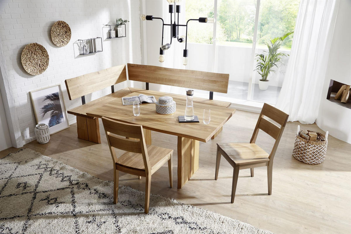 ECKBANKGRUPPE Daliunda aus Massivholz Wildeiche geölt - Wildeiche, Holz (203/1/153cm) - 58aufmkessel