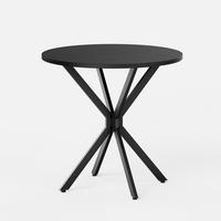COUCHTISCH Runder Esstisch 80x80x75cm Schwarz-Küchentisch mit X-Beinen aus Stahl - Schwarz, Metall (80/80/75cm) - Raelunyi