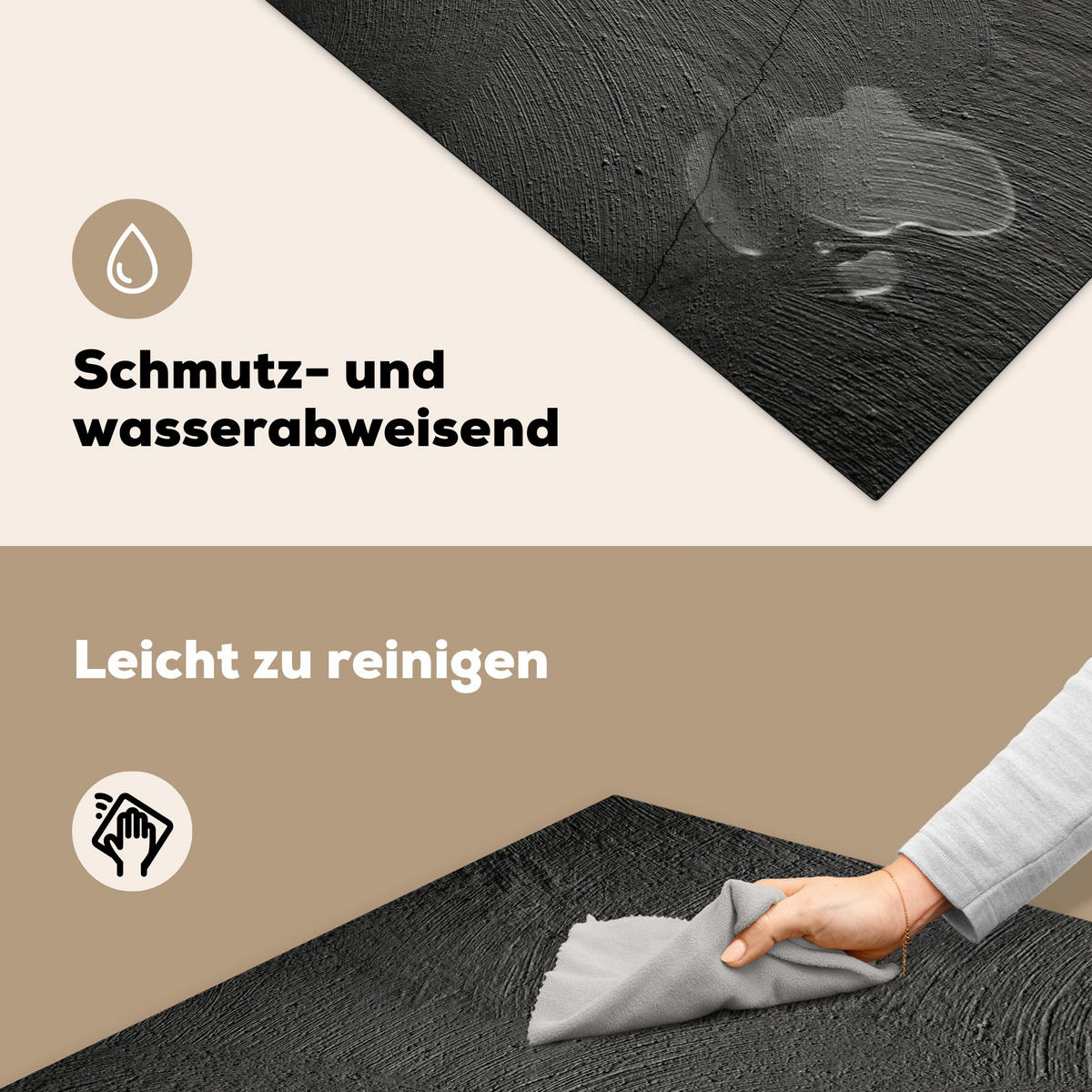 HERDABDECKPLATTE Beton - Schwarz - Industriell Induktionsmatte 78x78 cm - Anthrazit, Kunststoff (78/78/0.2cm) - MuchoWow