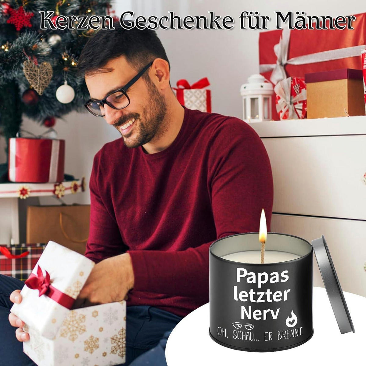 DUFTKERZE Papa Geschenk Lavendel 9oz - Schwarz, Paraffin (7.5cm)