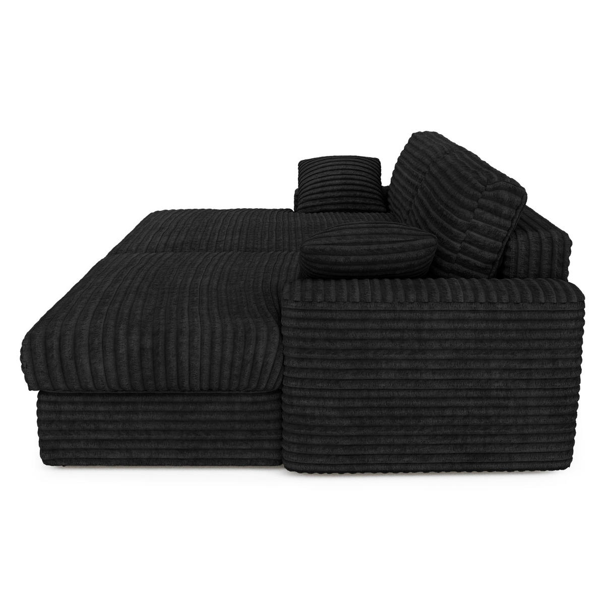 SOFA PLUM XXL-Cord Schwarz 260cm - Schwarz, Textil (260/83/155cm) - Premium Interiors