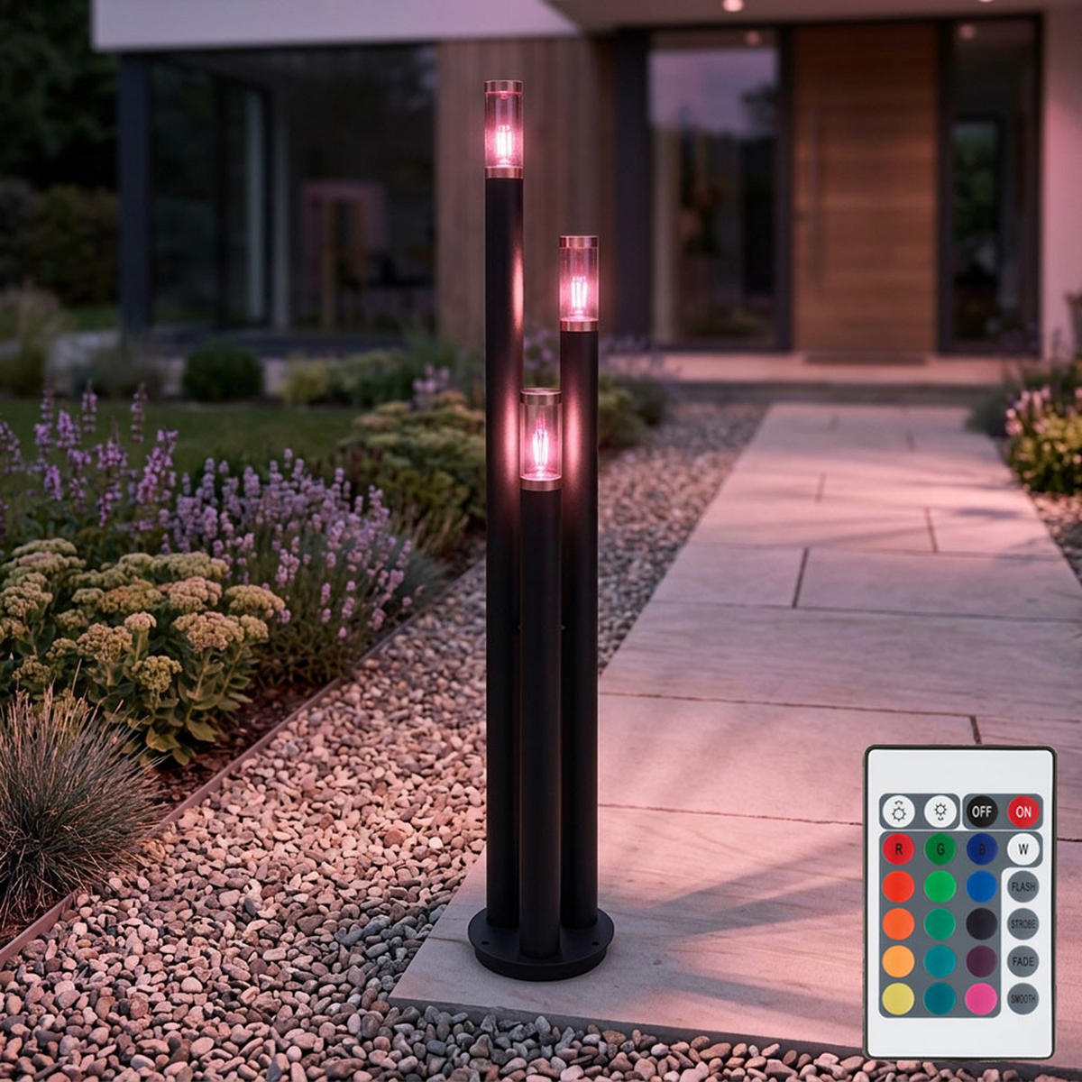 LED STEHLEUCHTE Edelstahl Schwarz Kupfer - Schwarz, Metall (28/28/170cm) - Globo Lighting