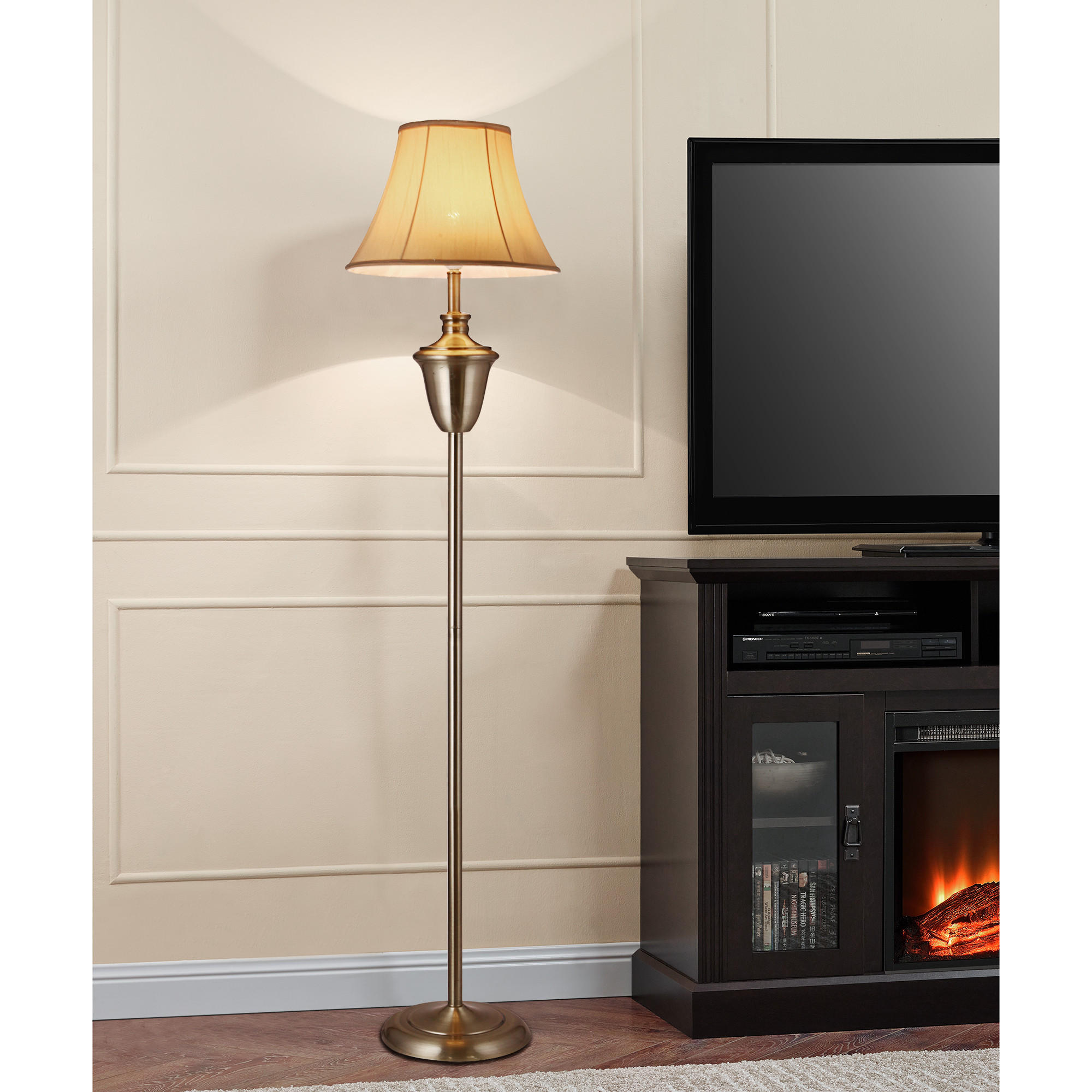STEHLEUCHTE Madrid - Beige, Metall (35/35/157cm) - lux.pro