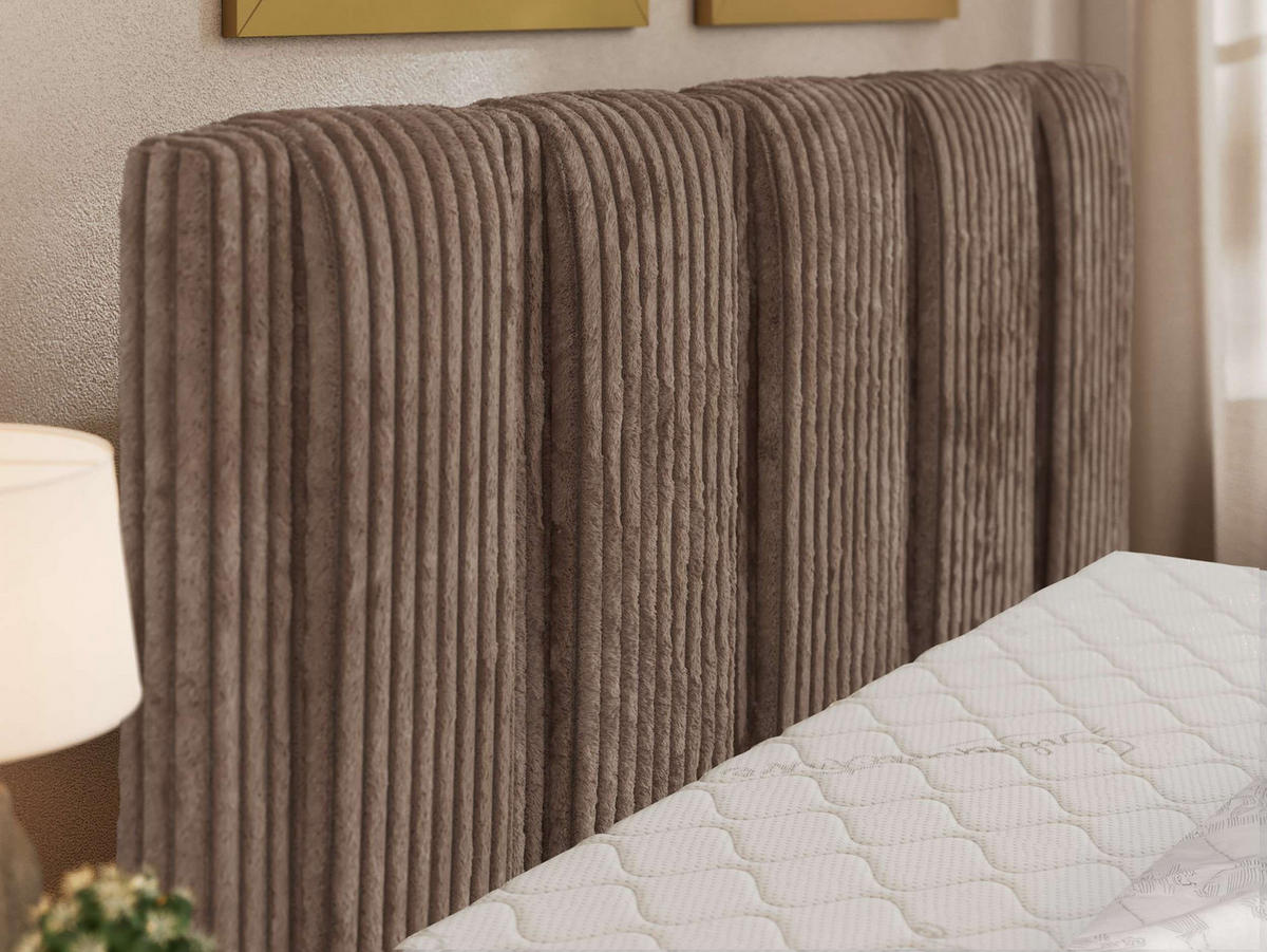 POLSTERBETT SAVINO CLASSIC 160/200 - Braun Cord - Pocket-Matratze - Schwarz/Braun, Kunststoff/Textil (160/200cm) - MKS