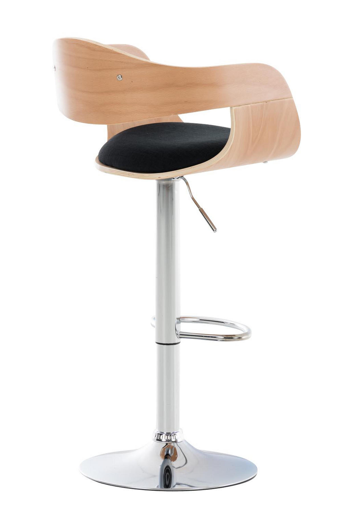 BARHOCKER Stoff natura/schwarz - Eukalyptusholzfarben/Schwarz, Textil/Metall (50/88/48cm) - CLP