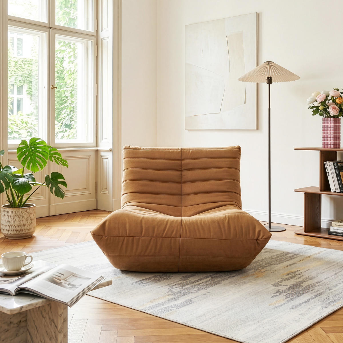 BODENSESSEL Kodsø - Braun, Textil (90/75/100cm) - [en.casa]