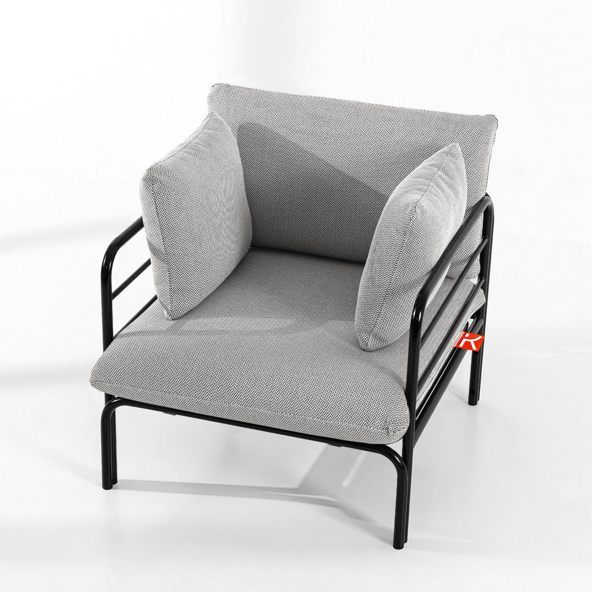 GARTENMÖBELSET RAMBE 4-tlg. 1x Tisch 2x Sessel 1x Sofa 3-Sitzer, mit Auflage, Stahlrahmen, LOFT-STIL, Anthrazit - Dunkelgrau/Anthrazit, Glas/Textil - KONSIMO®