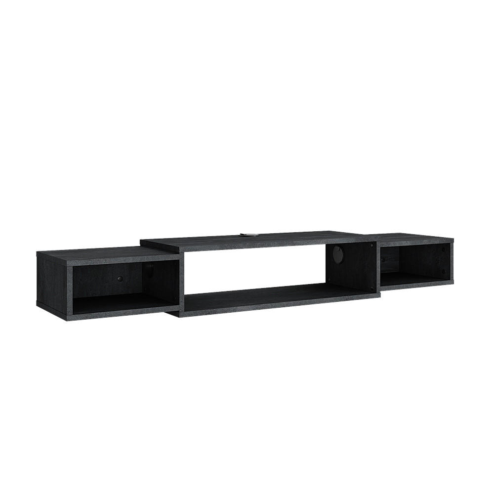 TV-SCHRANK Nordic Schwarz Beton 139.7 x 20.3 cm mit offenen Regalen - Schwarz, Holzwerkstoff (139.7/20.3/29cm) - Vicco