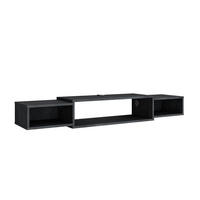 TV-SCHRANK Nordic Schwarz Beton 139.7 x 20.3 cm mit offenen Regalen - Schwarz, Holzwerkstoff (139.7/20.3/29cm) - Vicco