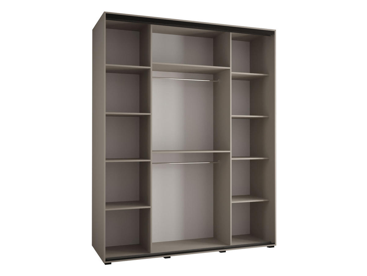 KLEIDERSCHRANK Dakota 3 200 cm - Beige/Schwarz, Holzwerkstoff/Kunststoff (200/235/60cm) - MIRJAN24