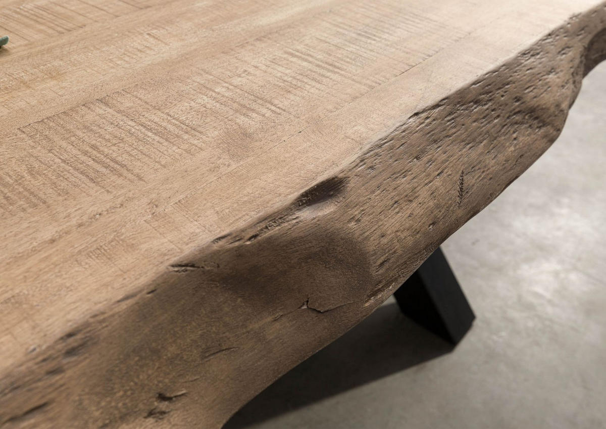 BAUMTISCH Mango 240x100x77 beige lackiert / X-Beine anthrazit matt FREEFORM 5 - Beige, Holz (240/100/77cm) - Massivmoebel24