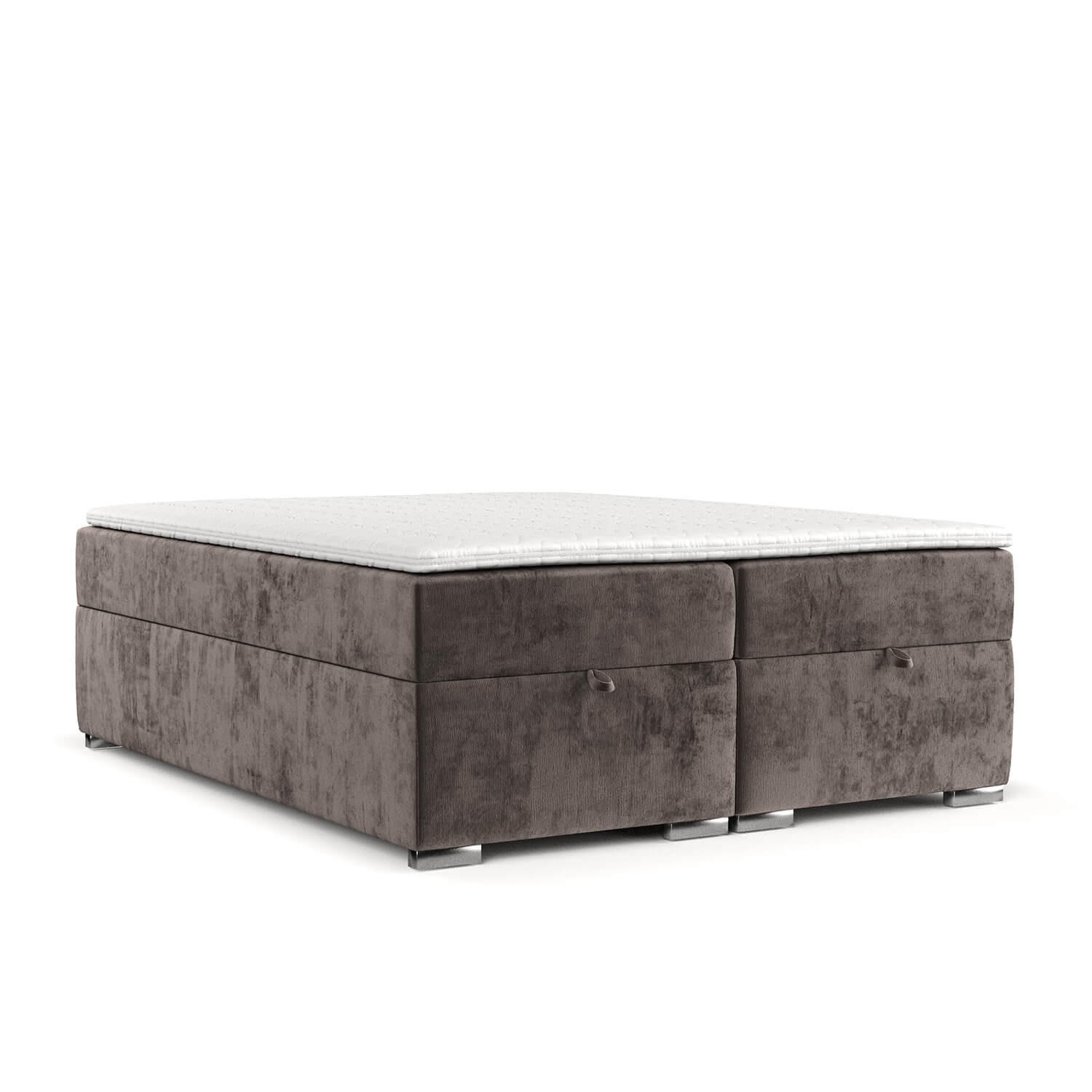BOXBETT Reto 180/200 cm Braun im Lotta Stoff - Chromfarben/Braun, Holz/Holzwerkstoff (180/200cm) - AltaBeds