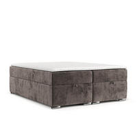 BOXBETT Reto 120/200 cm Braun im Lotta Stoff - Chromfarben/Braun, Holz/Holzwerkstoff (120/200cm) - AltaBeds