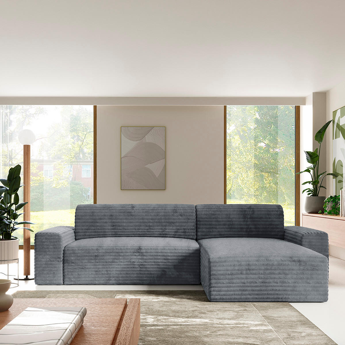 ECKSOFA Fabio 3 Sitzplätze Grau - Grau, Holz (300/185cm) - Petits-meubles