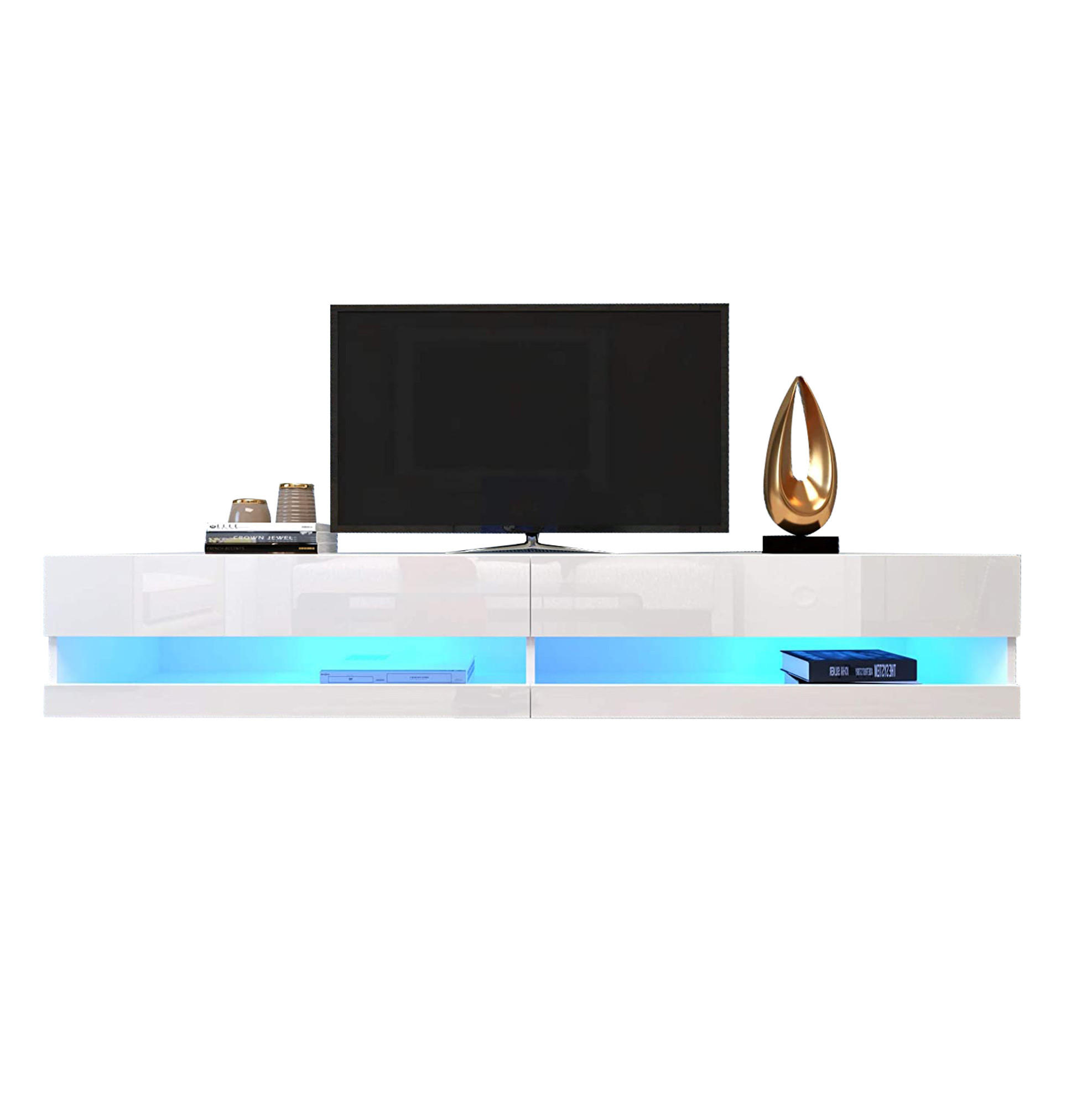 LOWBOARD 140/40/30,5 cm aus MDF mit LED-Beleuchtung Weiß - Weiß, Holzwerkstoff (140/30.5/40cm) - Modenvie