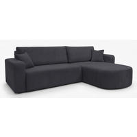 ECKSOFA TEEO Cord Grau 170 cm L-Form beidseitig - Schwarz/Grau, Kunststoff/Textil (170/275cm) - Homebook