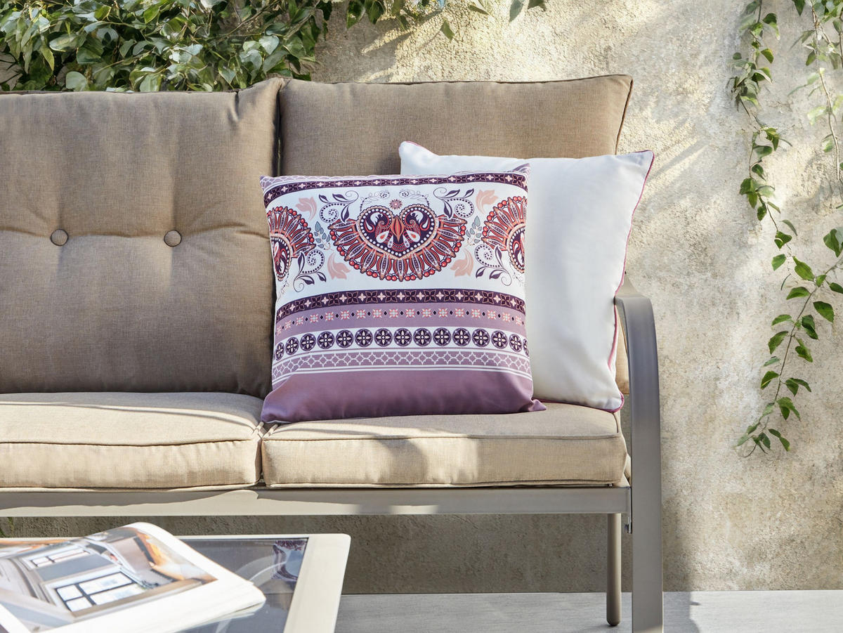 GARTENKISSEN 2er-Set Purpur 45/45 cm Tvista - Violett/Weiß, Textil (45/12/45cm) - Beliani