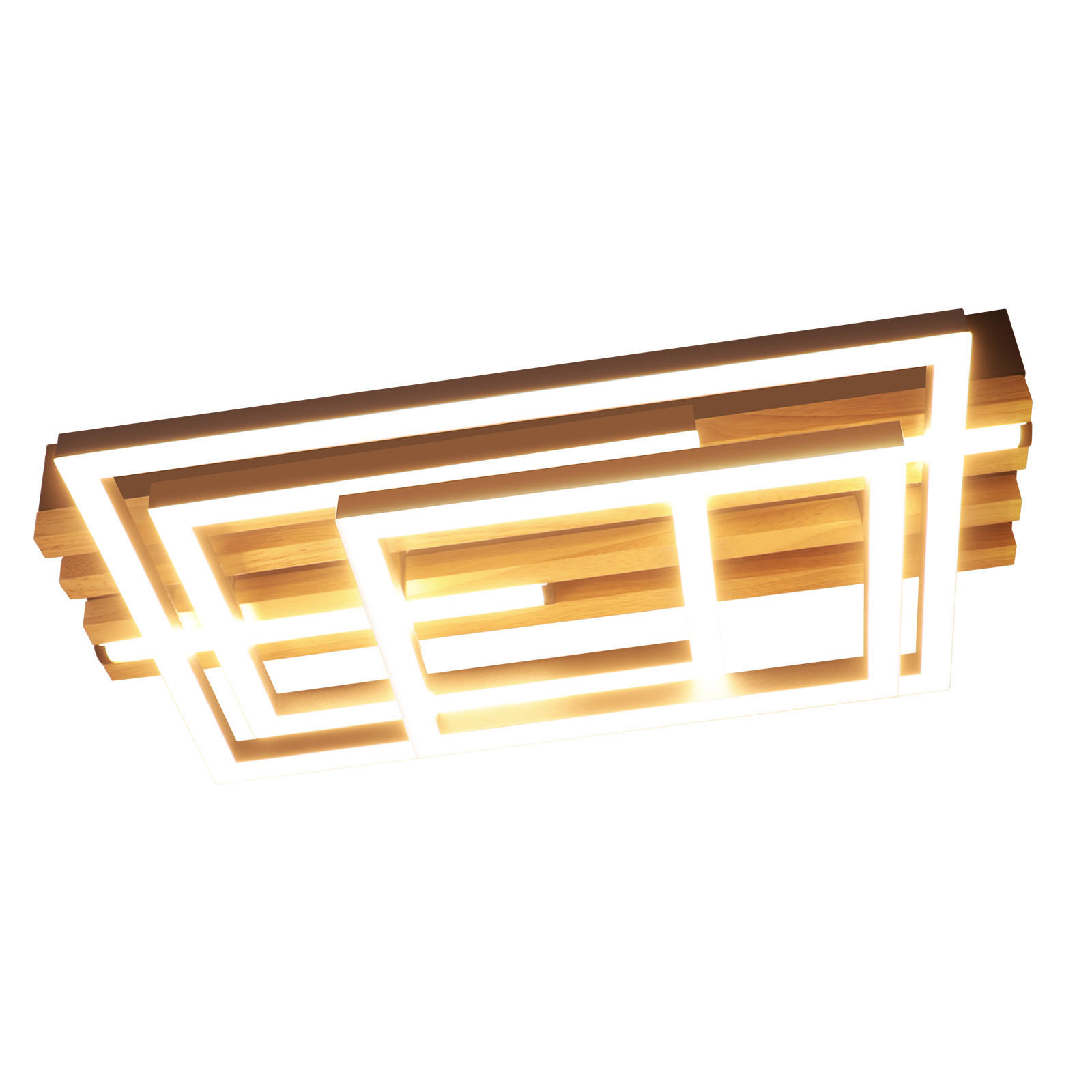 LED DECKENLEUCHTE Jrelis 37.8/20/8.8 cm - Schwarz, Holz/Metall (37.8/20/8.8cm) - ZMH