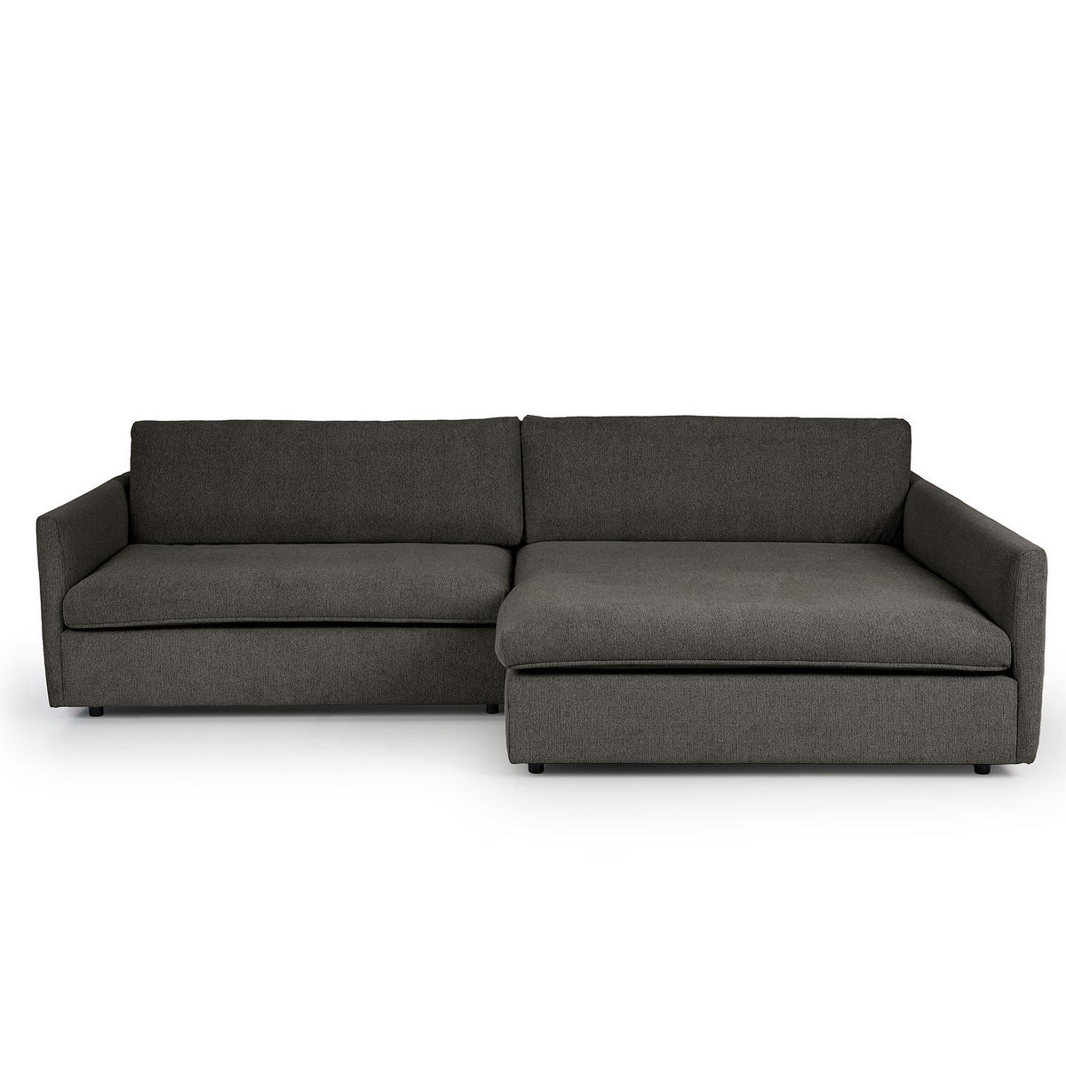 ECKSOFA mit Longchair - Anthrazit/Schwarz, Kunststoff/Textil (290/183cm) - home24