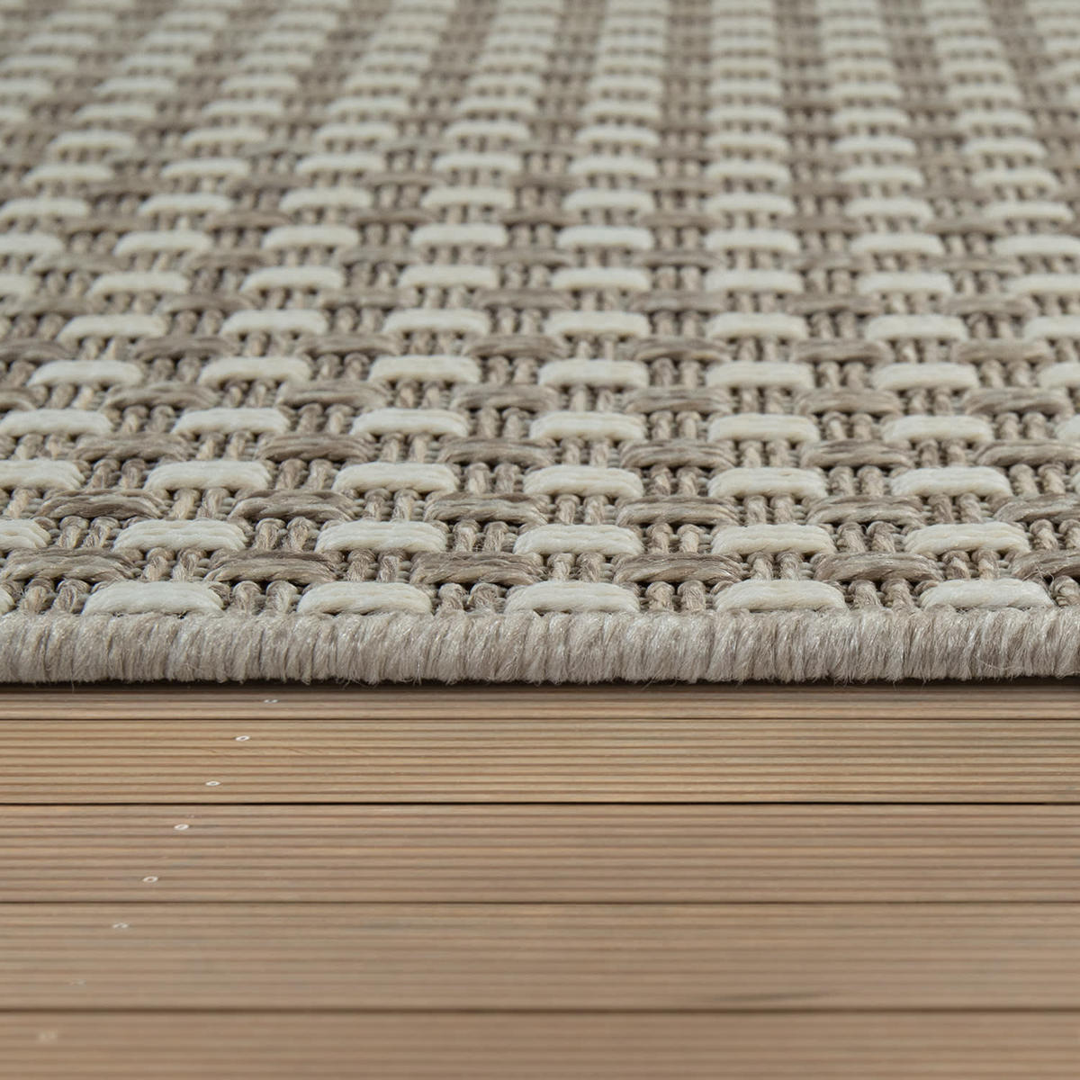 FLACHWEBTEPPICH, in Korbgeflecht-Optik, Creme, 120 x 170 cm - Beige, Textil (120/170cm) - KADIMA DESIGN