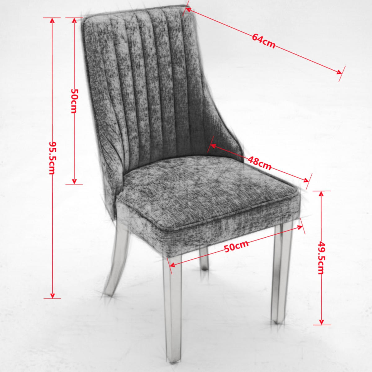 ESSZIMMERSTÜHLE mit hoher Rückenlehne Chenille Schwarz 2er-Set - Schwarz, Metall (50/95/65cm) - Meubliv