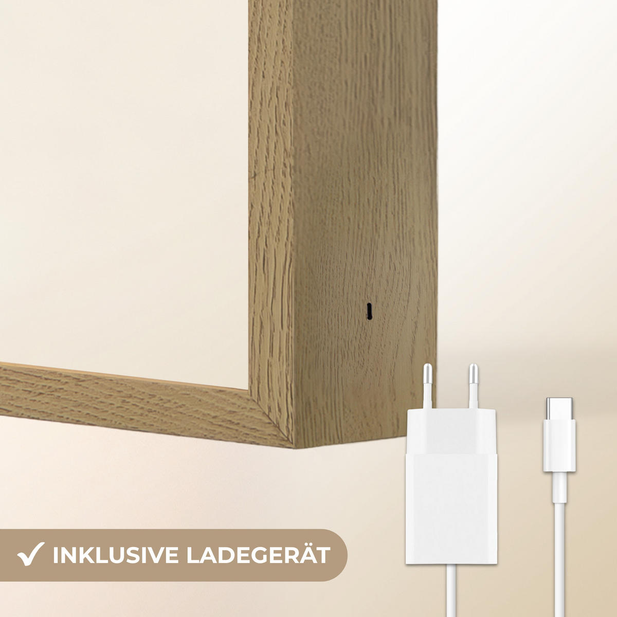 NÁSTĚNNÁ LAMPA S AKUMULÁTOREM Králík - Klobouk - Uši - béžový 40x30 cm - krémová, kompozitní dřevo (40/30/8cm) - OnlyWow