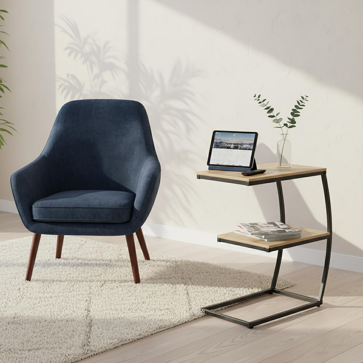 BEISTELLTISCH - Schwarz, Holzwerkstoff/Metall (25/47.5/58.5cm) - Relaxdays
