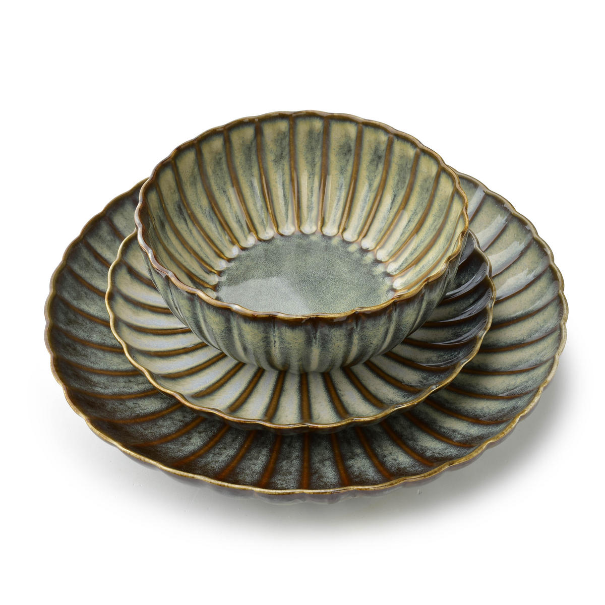 MISKA, porcelán, medová - zelená barva, keramika (17/17/8cm) - Mondex