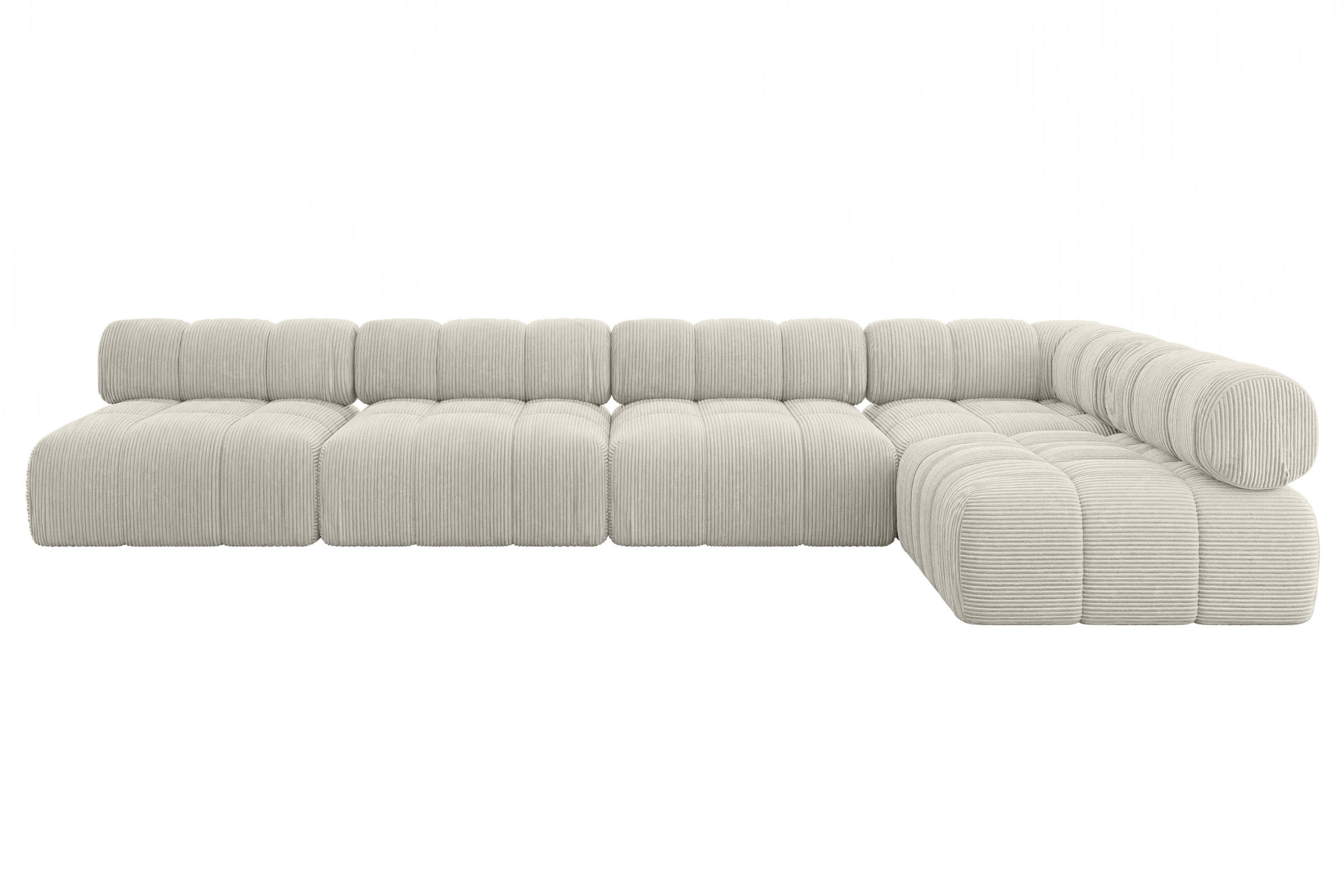 ECKSOFA modulares Sofa Samaro-L3 - 380x190x70 cm Hellgrau Cord - Hellgrau, Holzwerkstoff/Textil (380/190cm) - ALTDECOR