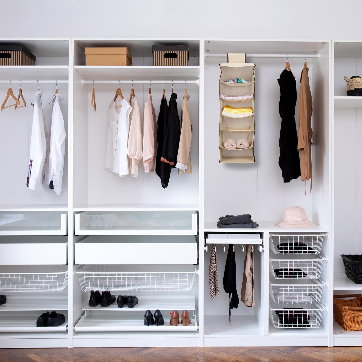 ZÁVESNÝ regál - béžová, textil/vlnitá lepenka (31cm) - Relaxdays