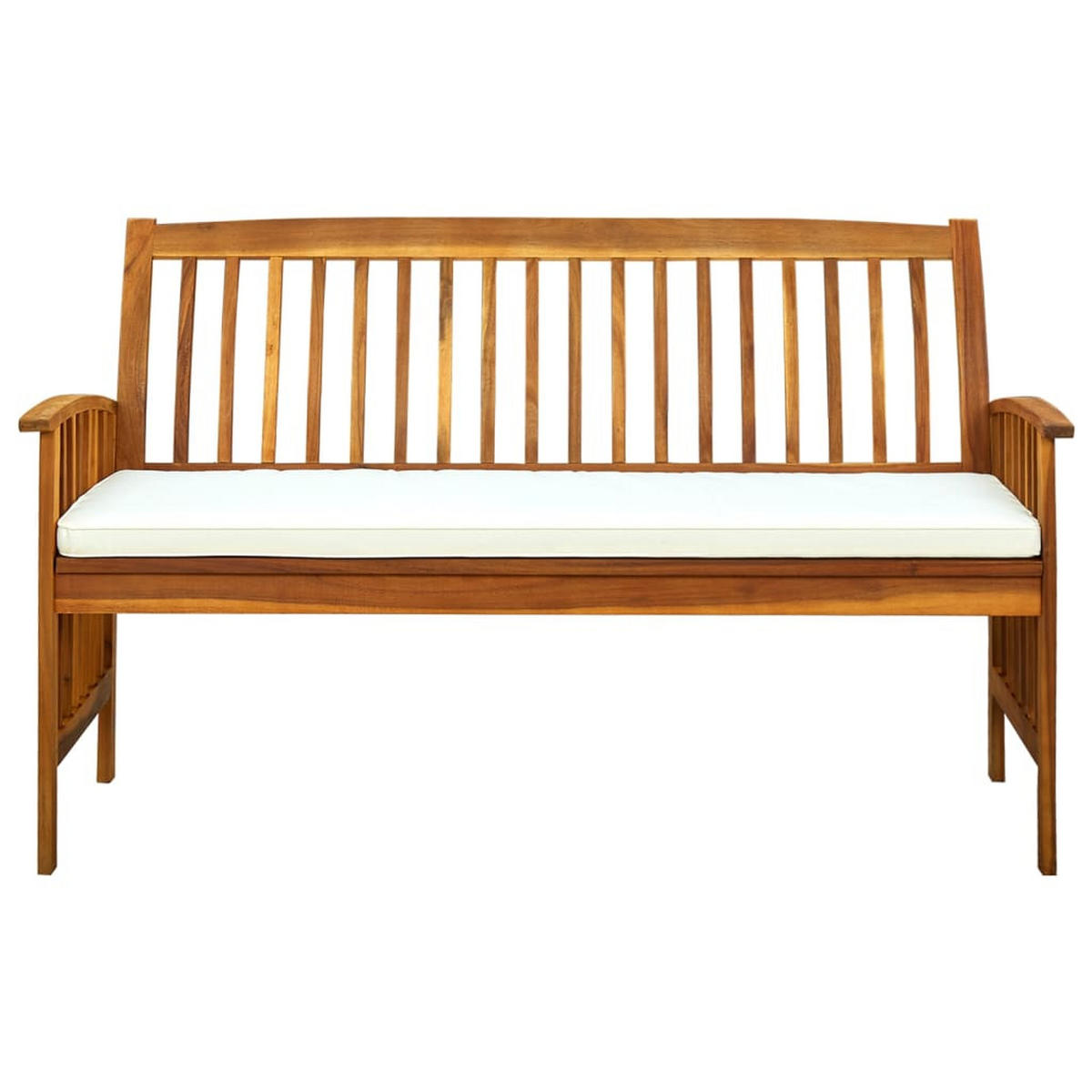 GARTENBANK Mit Kissen 147 Cm Massivholz Akazie - Creme/Braun, Holz/Textil (147/90/64cm) - vidaXL