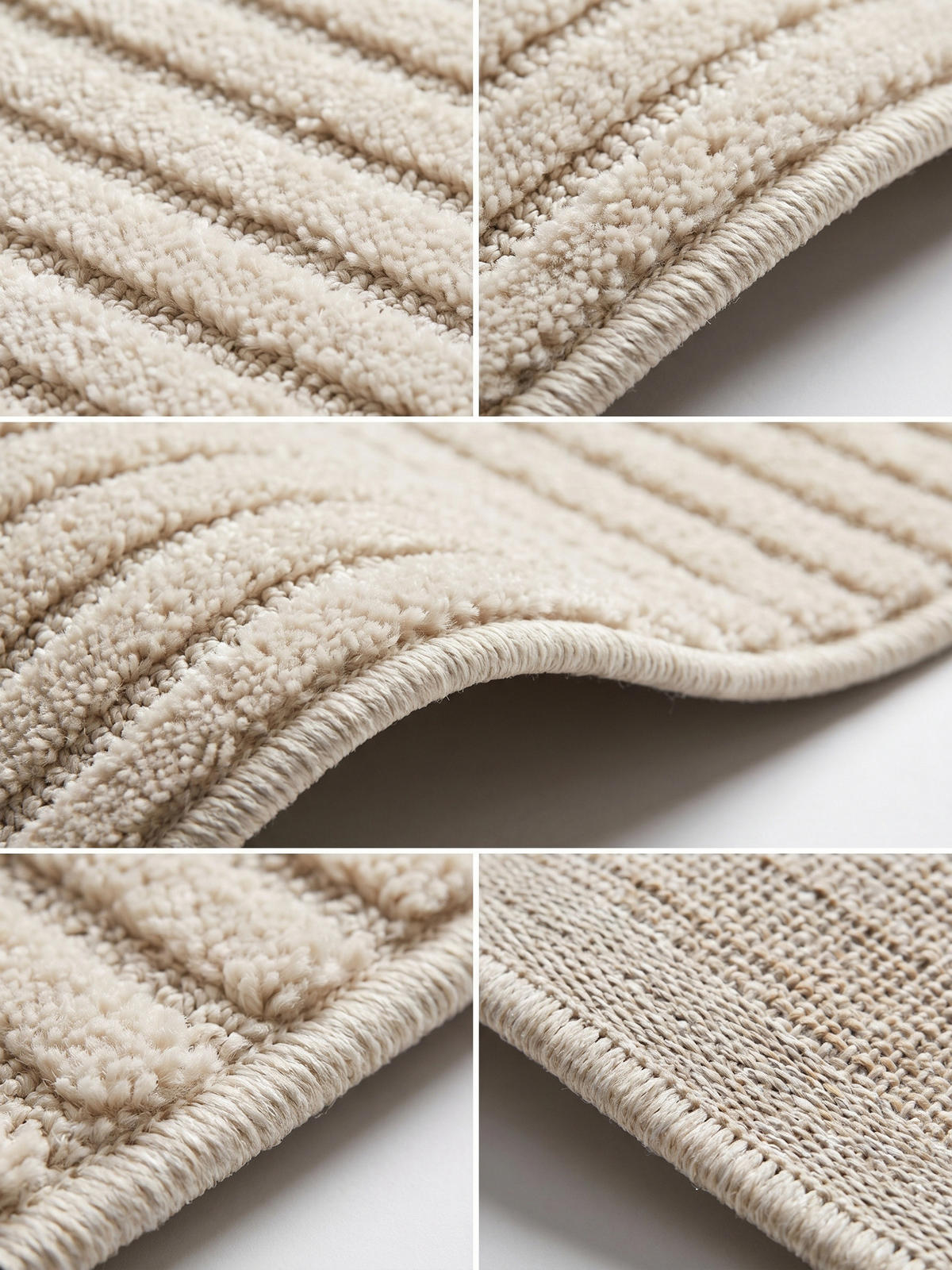TEPPICH Hochflor RIGI in Creme, mit Cord-Streifen-Patchwork, Ø 160 cm - Beige, Textil (160/160cm) - KADIMA DESIGN
