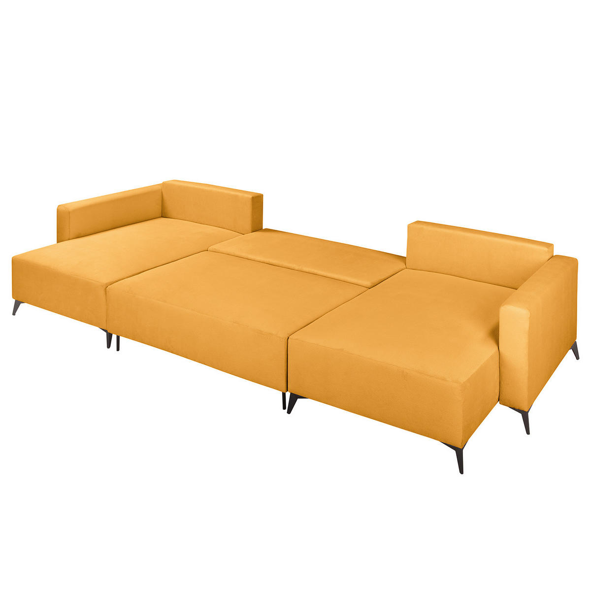 WOHNLANDSCHAFT - Gelb/Schwarz, Textil (382/81/148cm) - home24