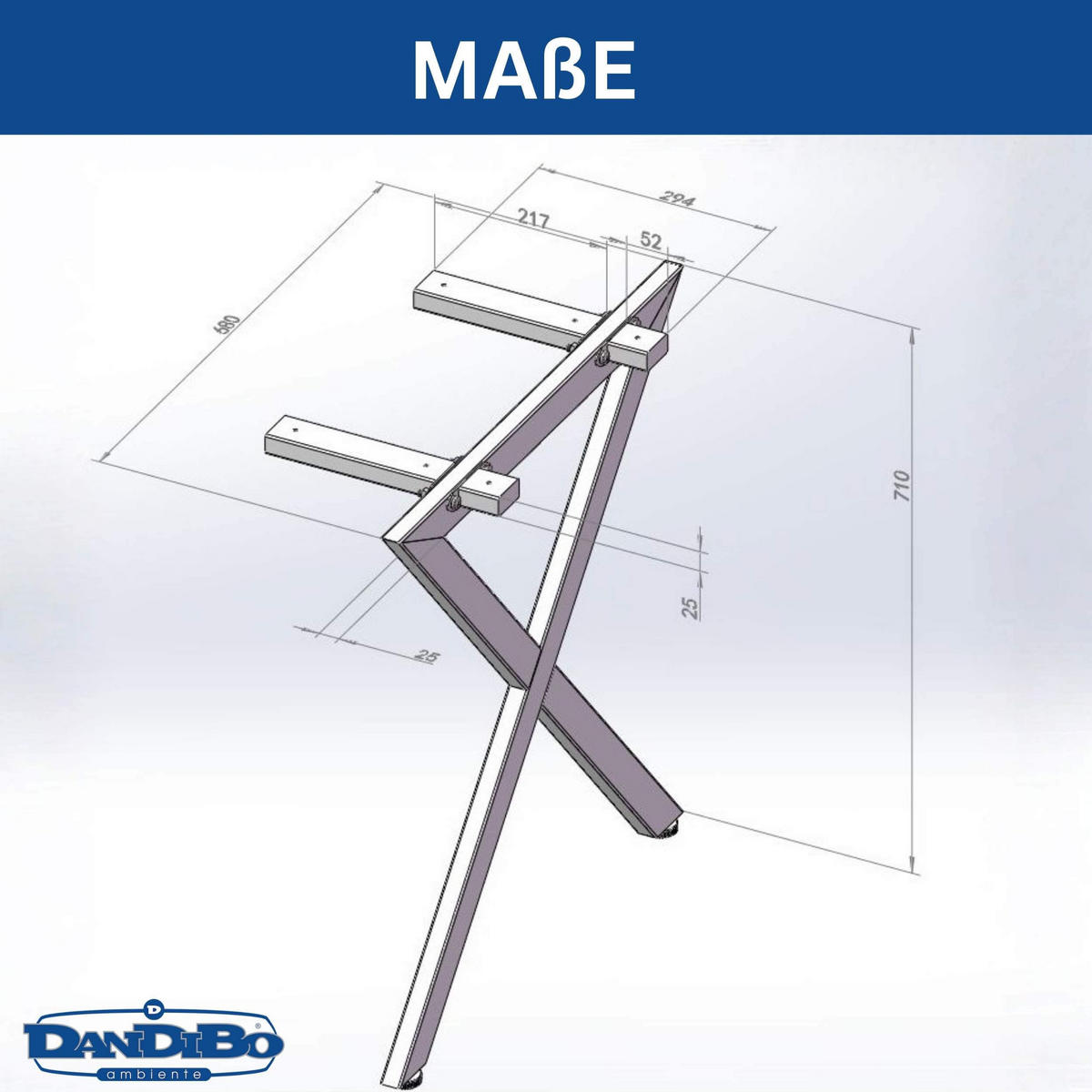 TISCHEBEINE Edelstahl 72 x 68 cm Tischgestell Höhenverstellbar 96678 Tischfüße Möbelfüße - Edelstahlfarben, Metall (68/72/5cm) - DanDiBo