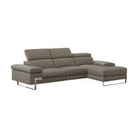 ECKSOFA Lete Echtleder Greige - Greige, Leder/Metall (160/232cm)