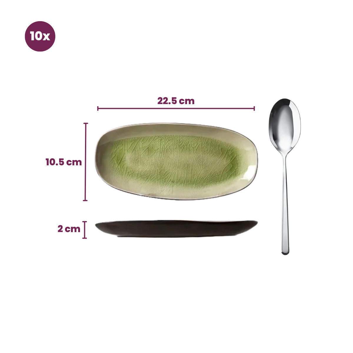 TAPAS bretter Streetfood 22.5 x 10 cm - 10 Stück - Multicolor, Keramik (11/2/23cm) - Cosy & Trendy