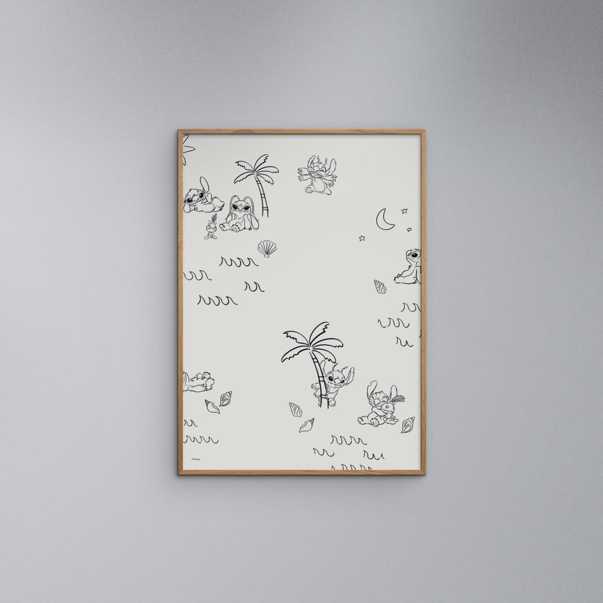 POSTER mit Rahmen Disney - Disney - Stitch Island Pattern - Eichefarben/Beige, Holz/Papier (30/40cm) - Poster&Frame