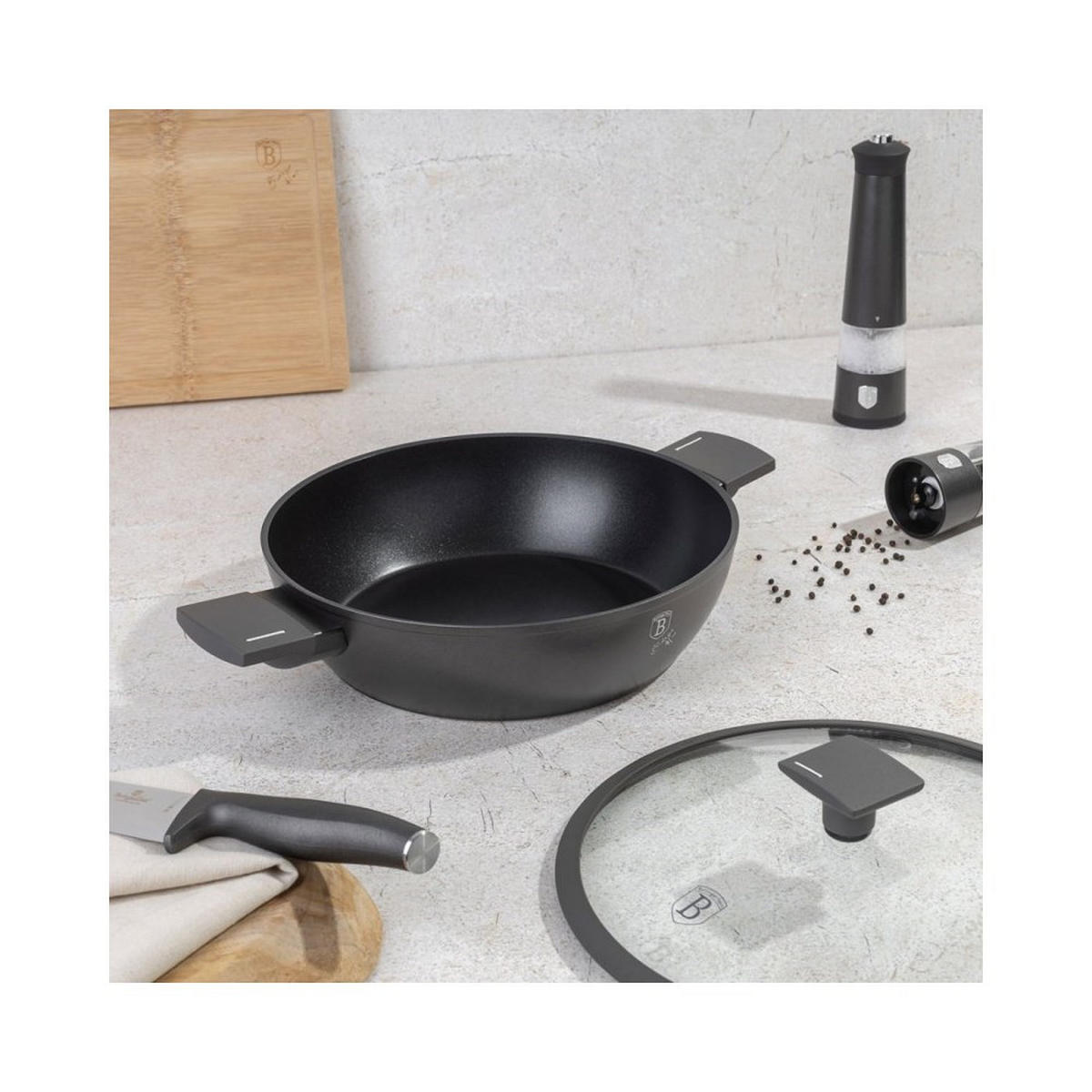 TOPF Schwarz 40/30/8 cm BH8129 - Schwarz, Metall (30cm) - Berlinger Haus