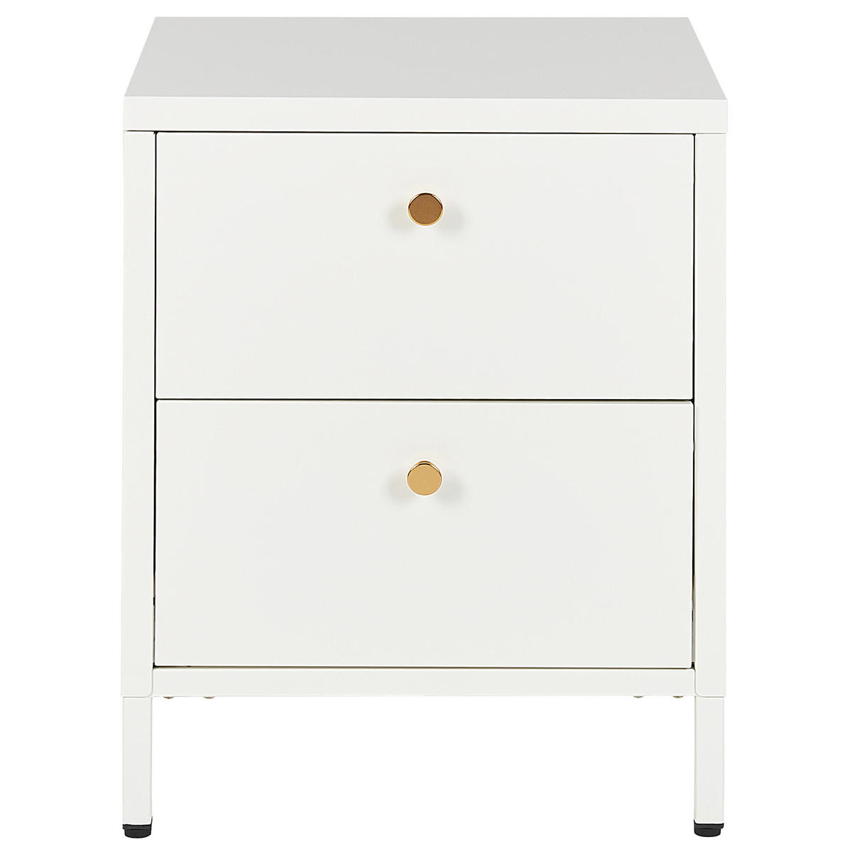NACHTTISCH weiß 2 Schubladen Kylea - Goldfarben/Weiß, Metall (43/55/40cm) - Beliani