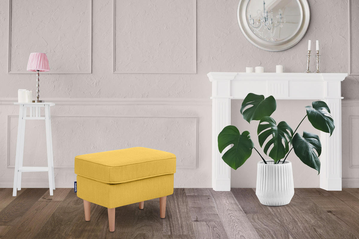 SITZHOCKER STRALIS zeitloses Design hohe Füße, gelb - Gelb, Textil (41/43/56cm) - KONSIMO®
