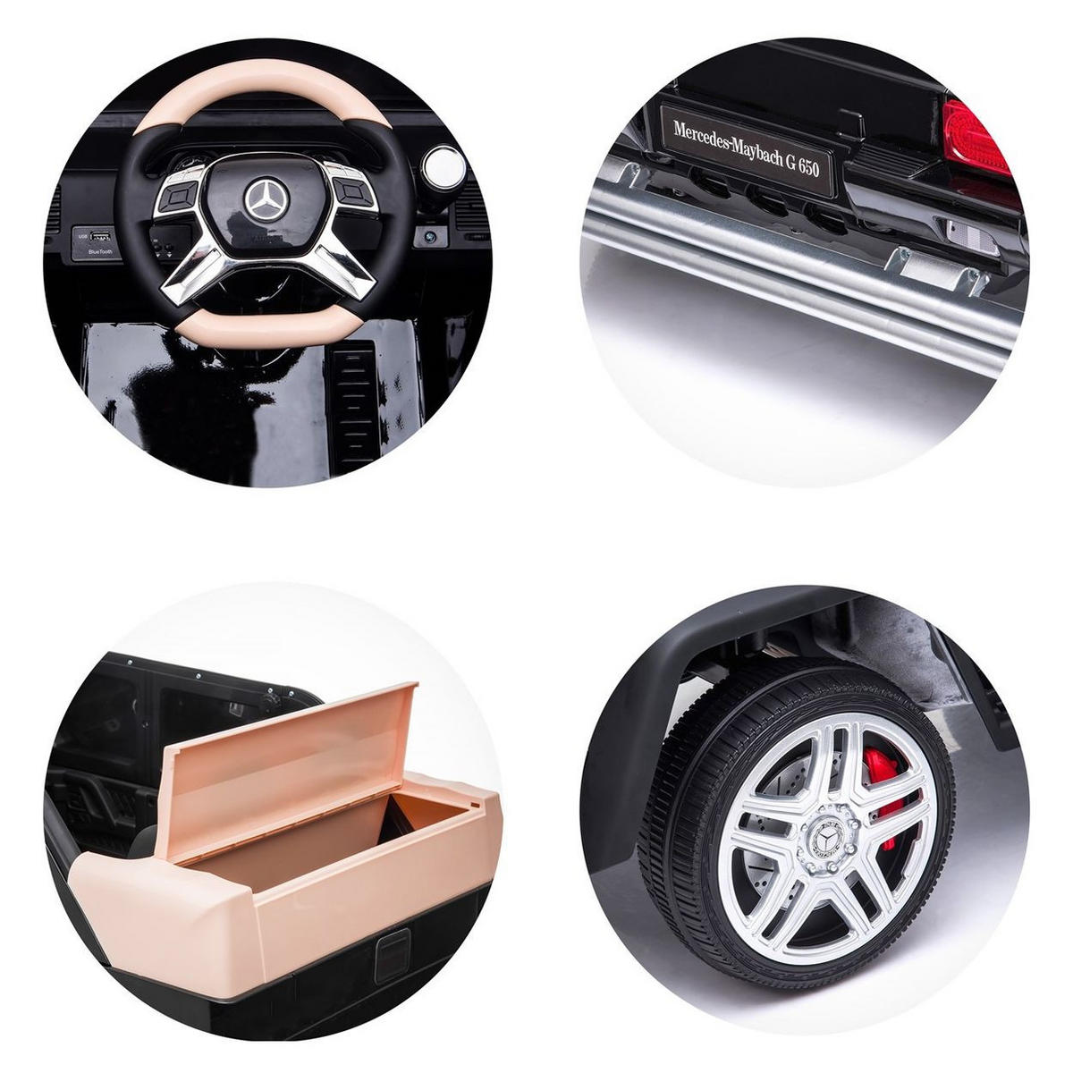 ELEKTROAUTO Maybach G650 black Fernbedienung Bluetooth Kofferraum - Schwarz, Kunststoff (110/62/52cm) - Chipolino
