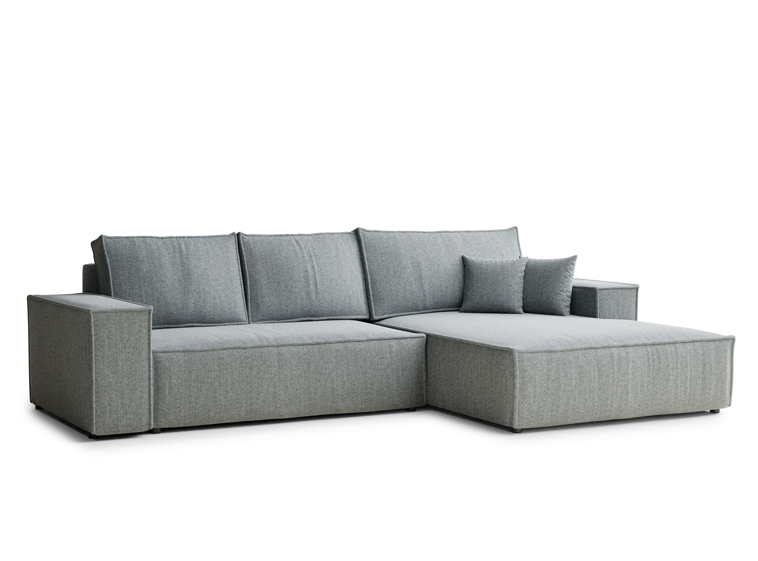 ECKSOFA Maze Blau grau Webstoff - Rechts Seite - Blaugrau/Schwarz, Holz/Holzwerkstoff (294/185cm) - Maison de Reve